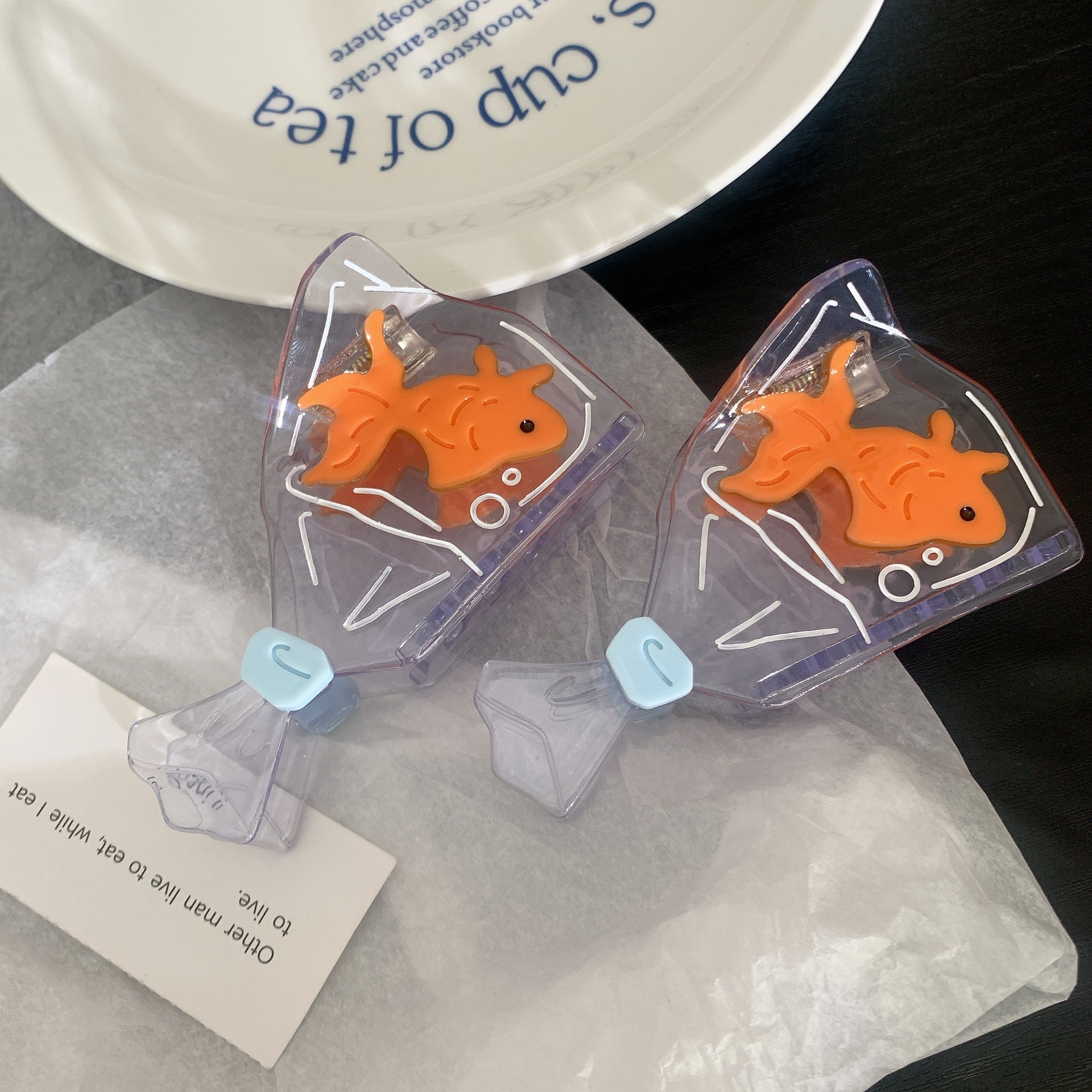 Stitching Creative Small Goldfish Acetate Hairpin Design