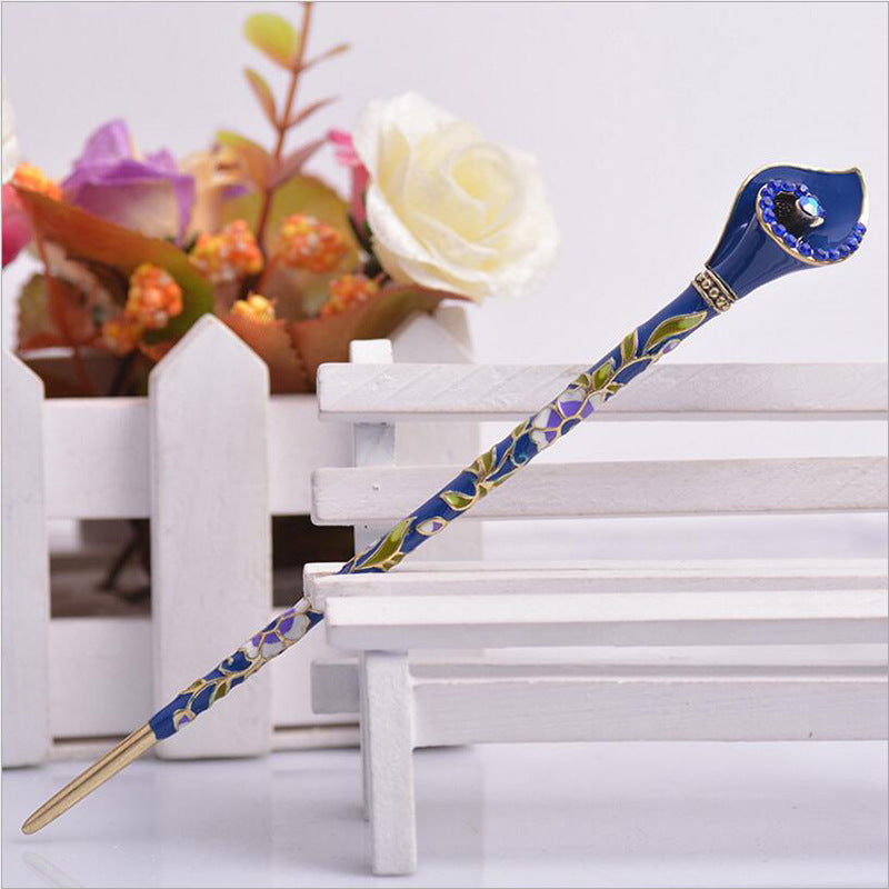 Antique Chinese Headdress Cloisonne Lady's Hairpin