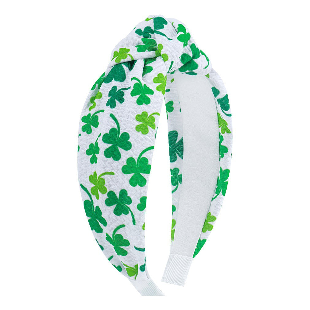 St Patrick's Holiday Clover Seersucker Knotted Hair Hoop