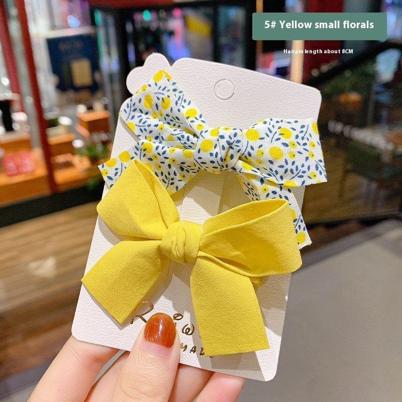 Girls' Bow Floral Fabric Barrettes