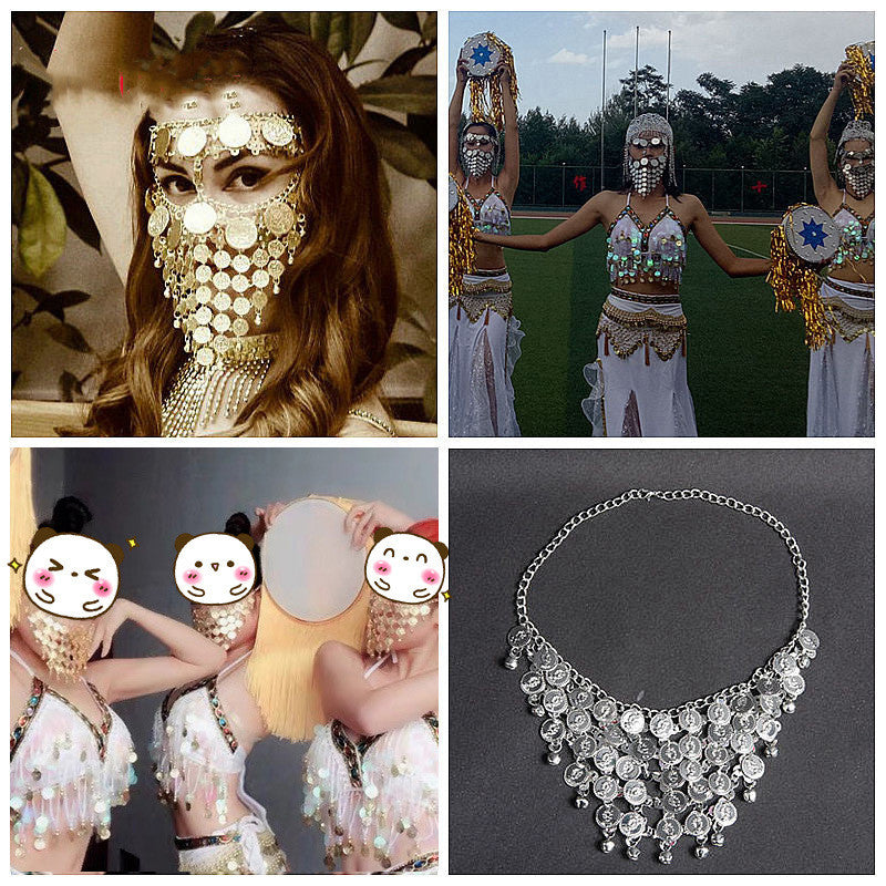 Vintage Belly Dance Costume Accessory Beaded Headwear Bollywood Princess Jewelry