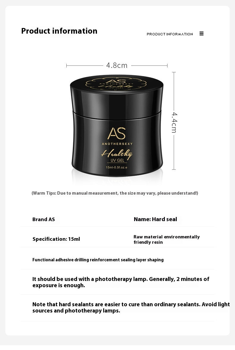 AS Nail Hard Non-wash Sealing Layer Ornament Polish Gel