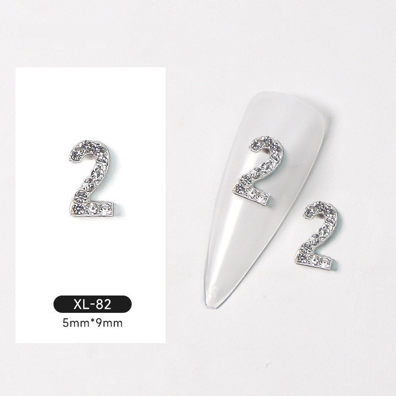 Silver Digital Sparkling Diamond Alloy Nail Decoration