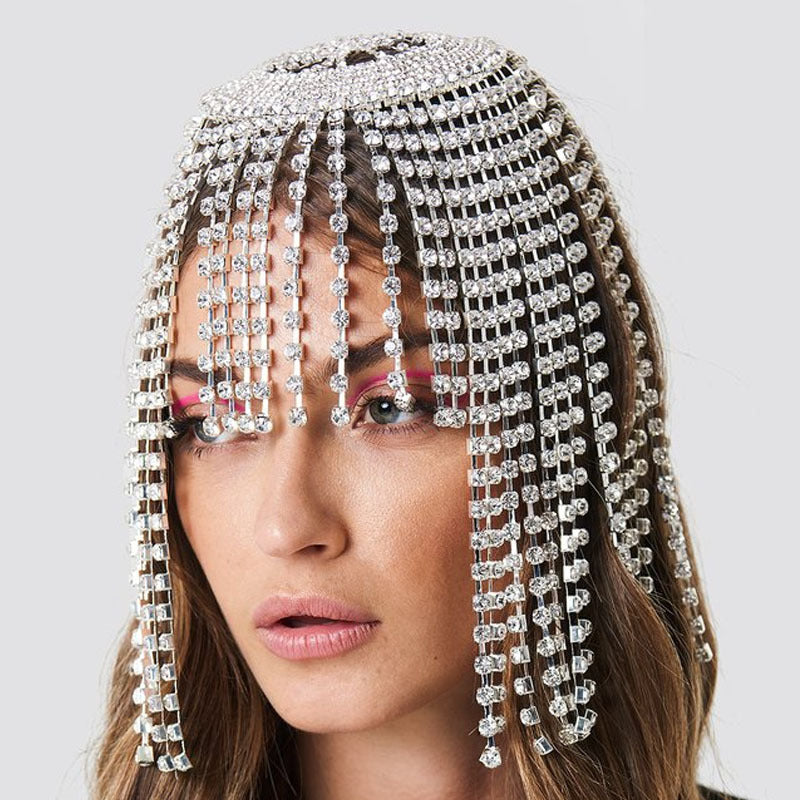 Rhinestone Headdress Exaggerated Fringed Hair Accessories Ethnic Style
