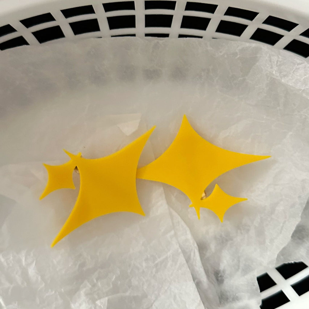 Yellow Geometric Stars Handmade Hair Clips Side