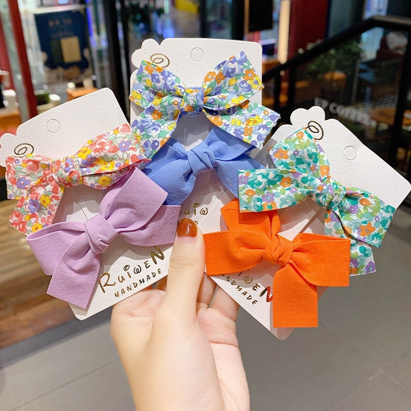 Girls' Bow Floral Fabric Barrettes