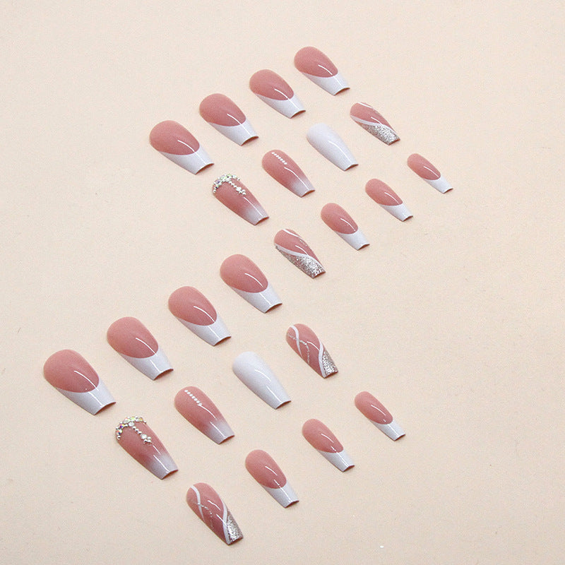 Mid-length White French Nail Sticker
