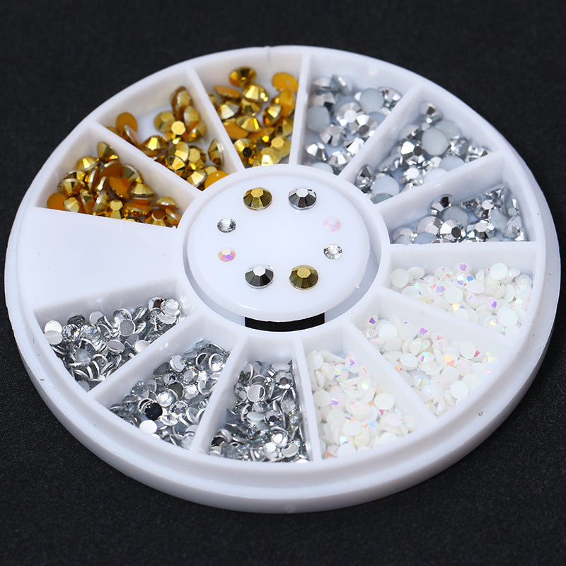 Nail Disc Ornament Nail Crystal Electroplating Rivet Metal Jewelry Gold And Silver Magic Color Flat Bottom Rhinestone Disc