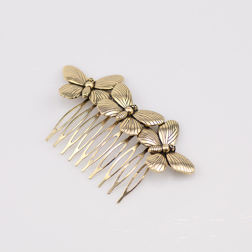 Fashionable Forest Retro Three Butterfly Hair Comb Insert