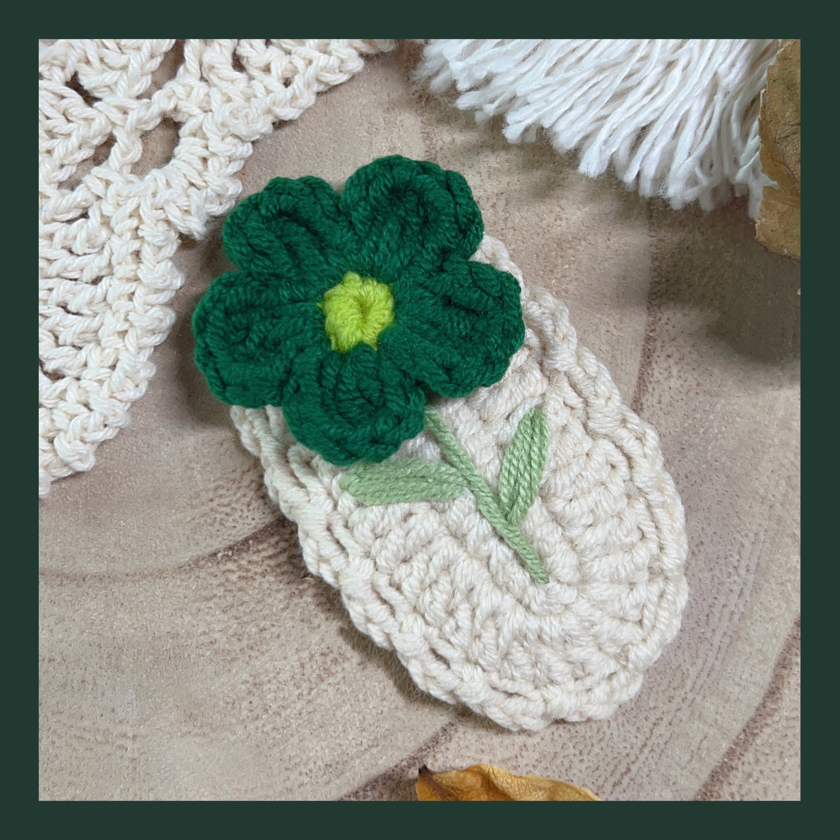 Hand Crocheted Yarn Weaving Vintage Embroidery Barrette