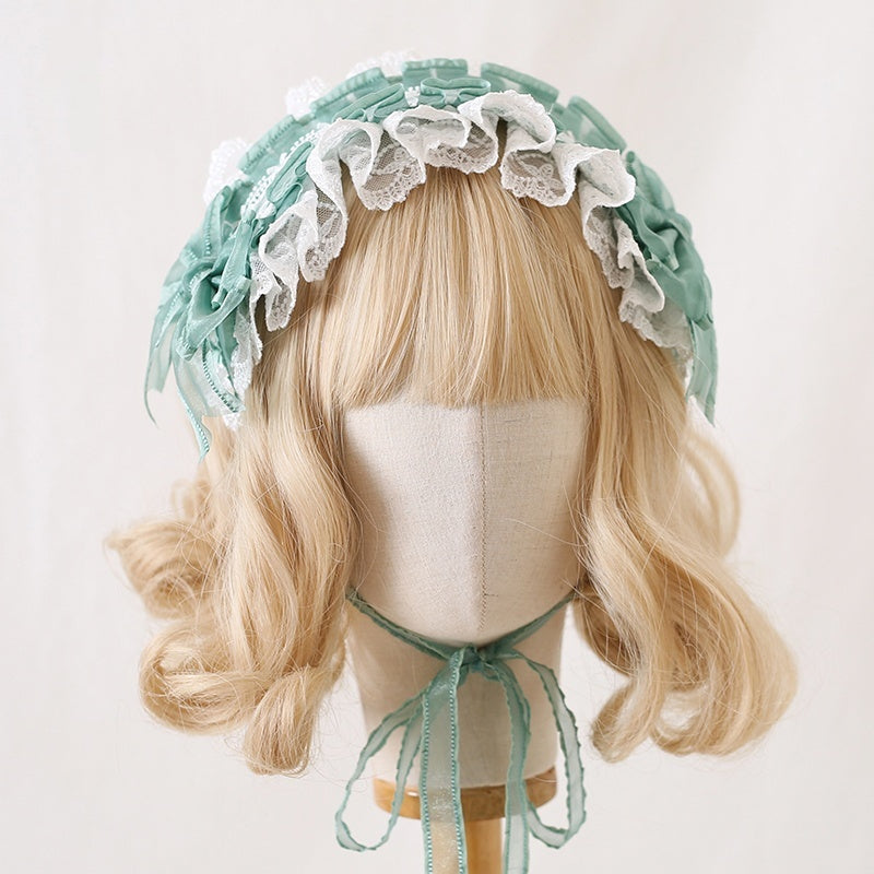 Versatile Color Blocked Bow Lace Headband