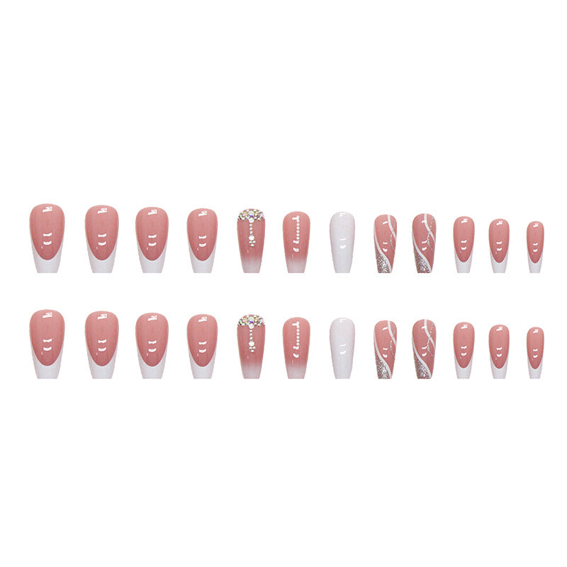 Mid-length White French Nail Sticker