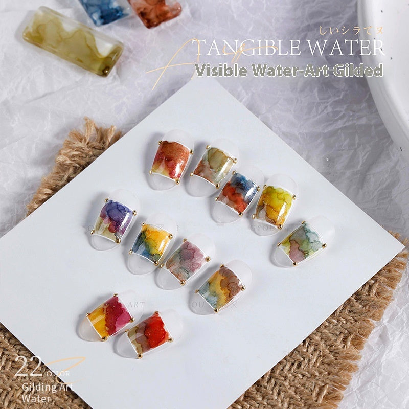 GNOMESHGH Quick-drying Nail Art Watercolor Shading Fluid Pearlescent Gradient Ink White Gilding Smoke