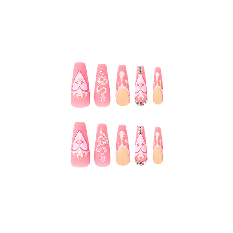 French Water Drop Snake Pattern Nail Tip