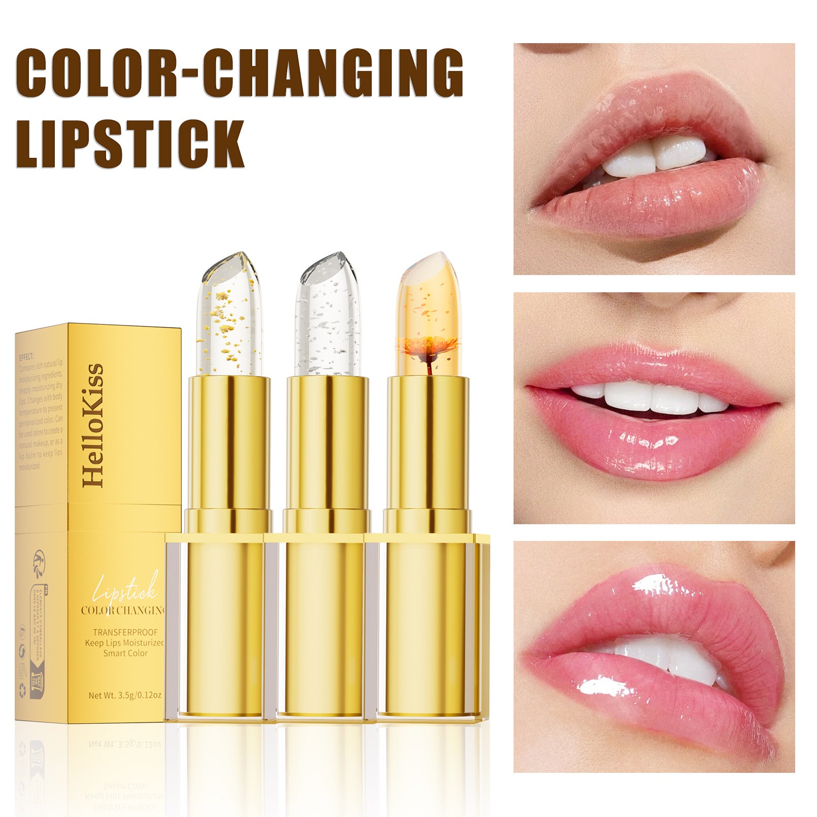 Gold-Infused Temperature-Responsive Hydrating Lipstick With Gold FlakesA Unique Shade For Every Woman