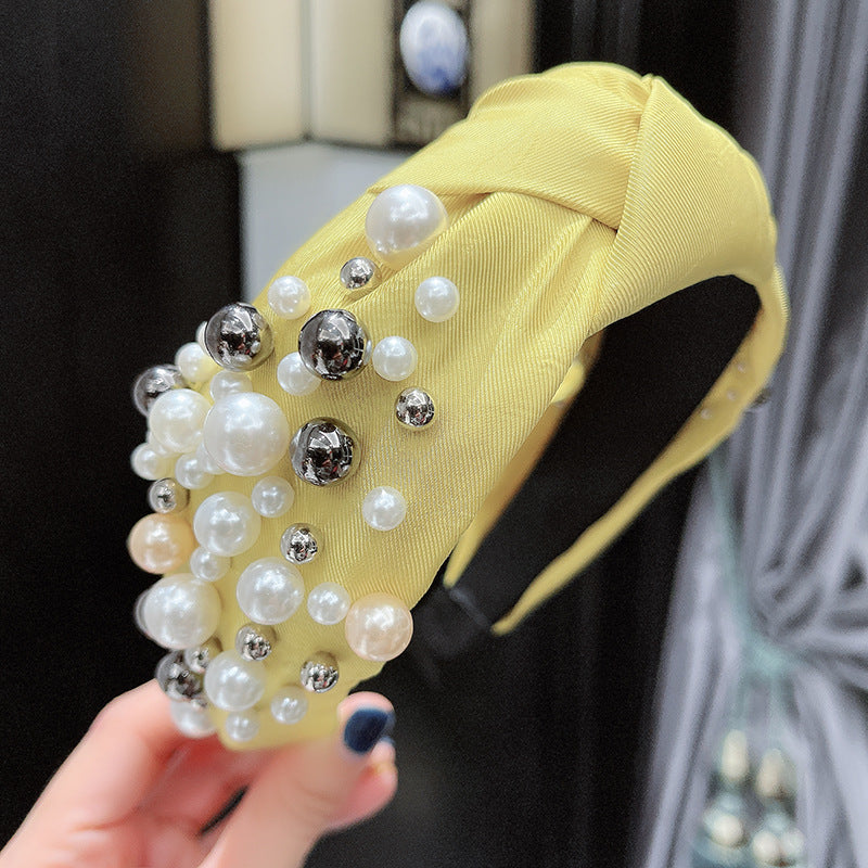 Ladies Fashion Personality Pearl Headband Multicolor