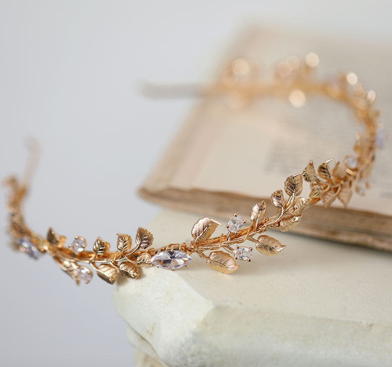 Zircon Hairband High-grade Golden Bride