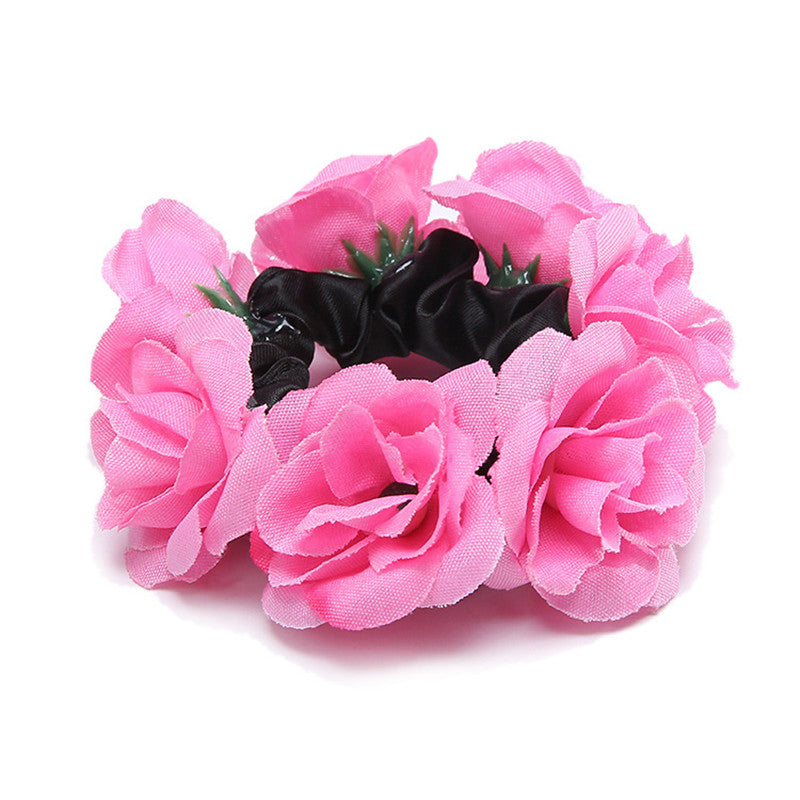 European And American Women's Simulation Fabric Rich Rose Hair Tie Hair Accessories