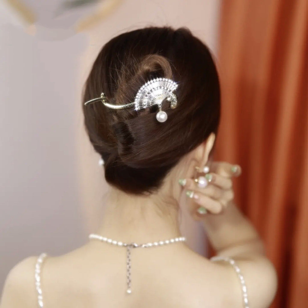 Alloy Zircon Hair Accessories Fan Tear Drop Twister  Hair Clip
