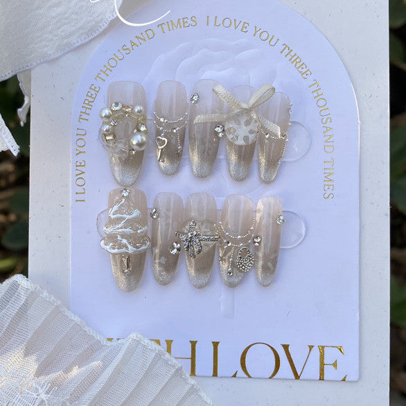 Christmas Cat Eye Flashing Snowflake Christmas Tree Heart-shape Lock Handmade Wear Armor