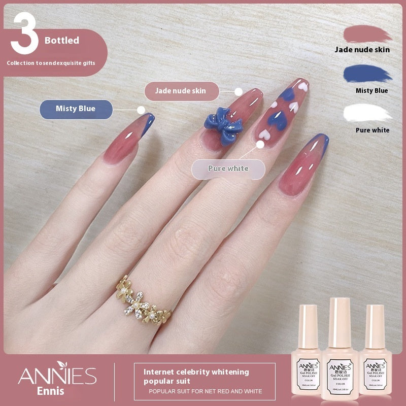 Annies Ennis Women's Three-color New Ice Jelly Nude Color Gel Nail Polish Suit