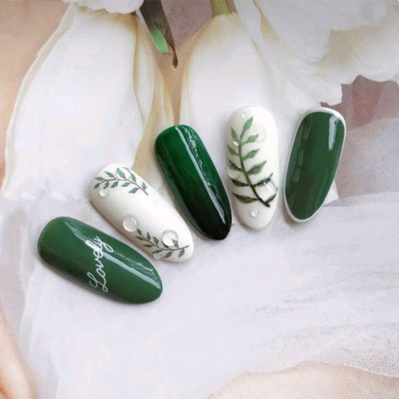 Green Leaf Nail Sticker Cactus Green Polka Dot Leopard Nail Sticker