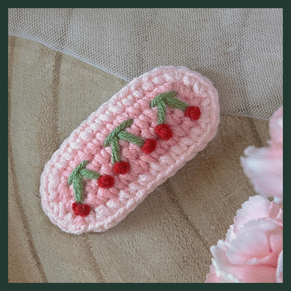 Hand Crocheted Yarn Weaving Vintage Embroidery Barrette