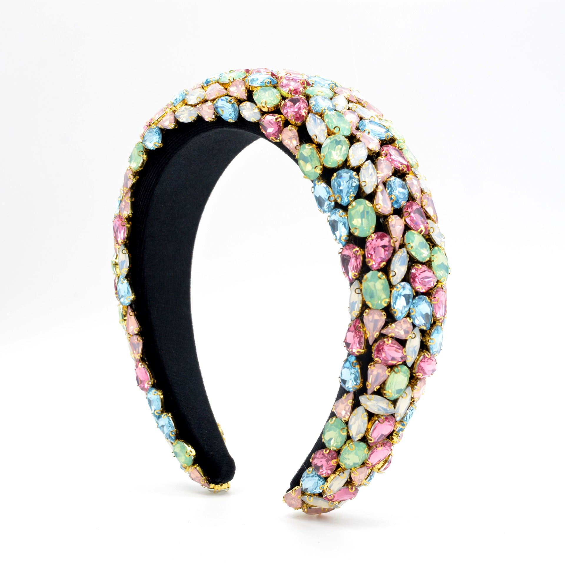 Rhinestone Gem Sponge Wide-brimmed Handmade Headband