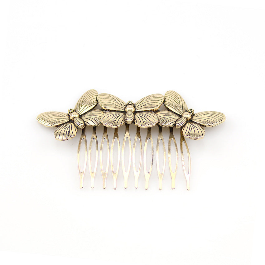Fashionable Forest Retro Three Butterfly Hair Comb Insert
