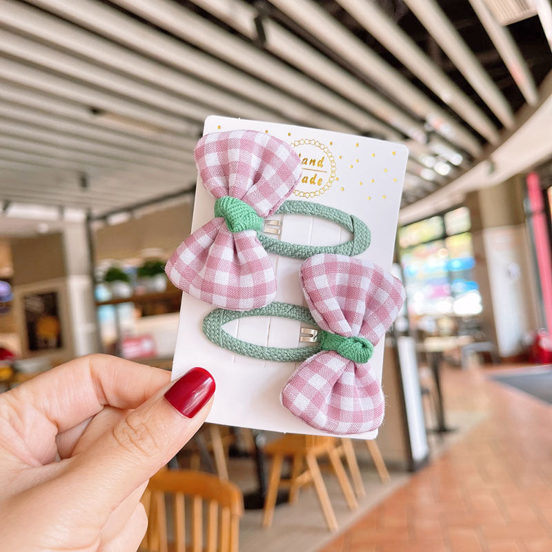 Children's Hair Accessories Cute Lattice Bow Hairpin