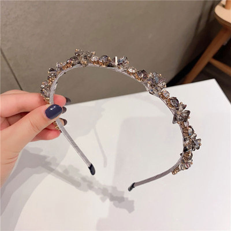 European And American Baroque Headband With Pearls And Diamonds