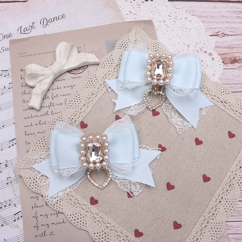 Sweet Cute Mass-produced Headdress Lace Bow Rhinestone