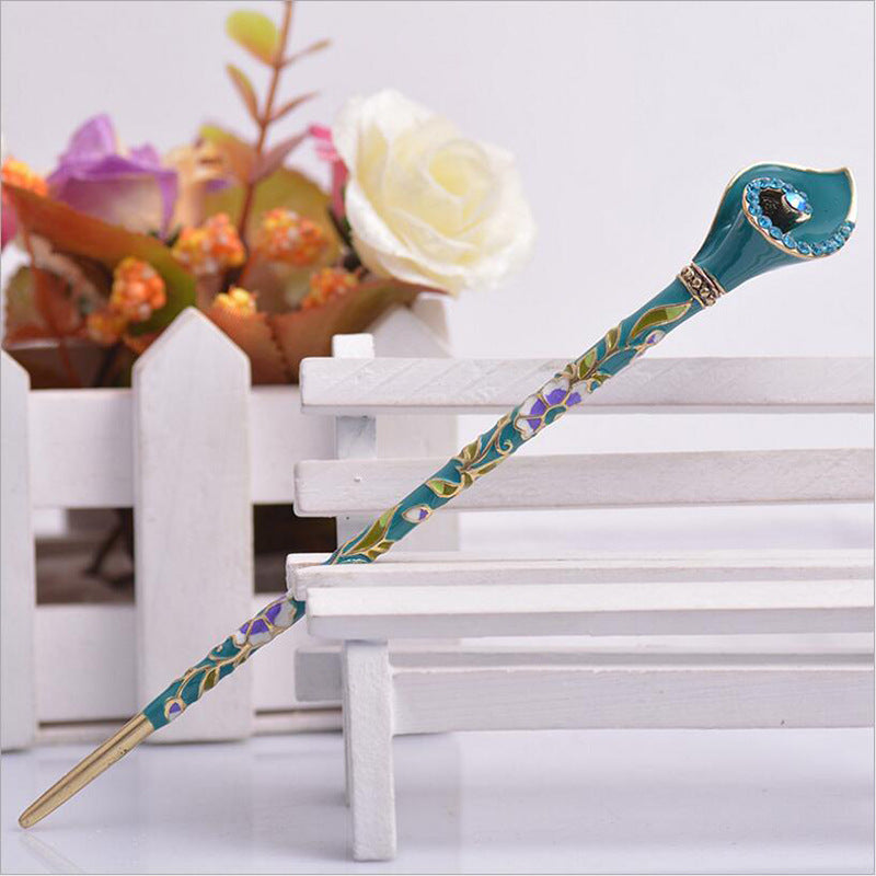 Antique Chinese Headdress Cloisonne Lady's Hairpin