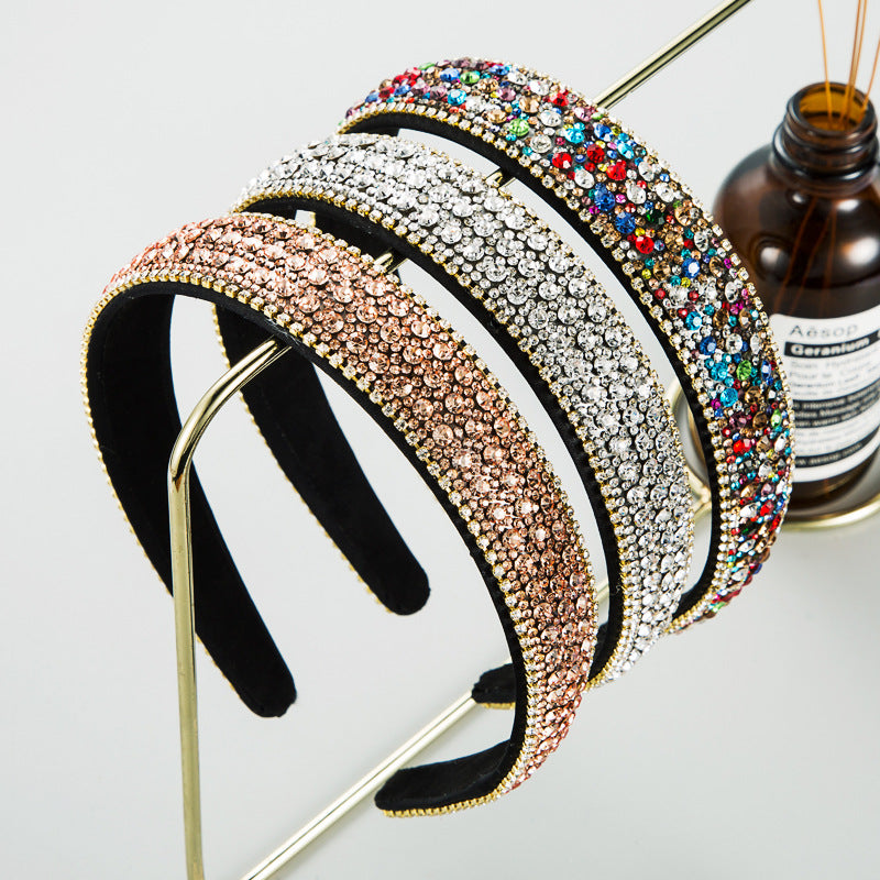 Women's Simple Hair Accessories Color Full Diamond Non-slip Headband