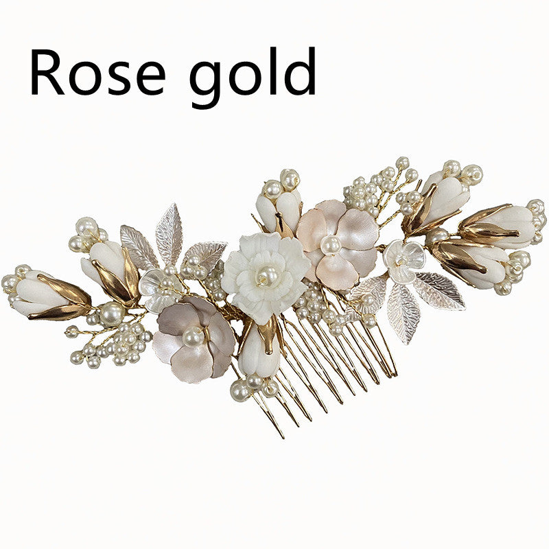 Wedding Bride Pastoral Ceramic Flower Headwear Comb Accessories