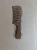 Gold Wire Green Circle Handle Double-sided Carved Wooden Comb