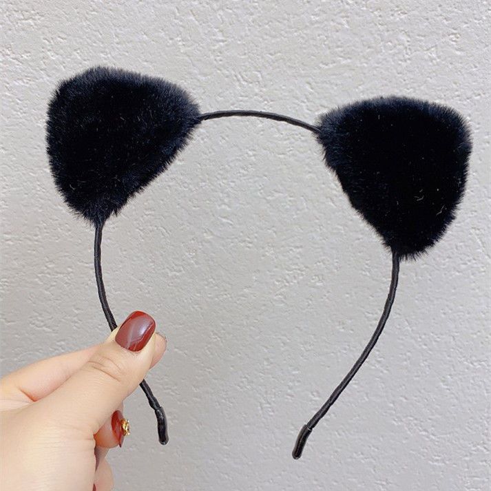 Plush Cat Ear Headband Hairpin For Hair Washing
