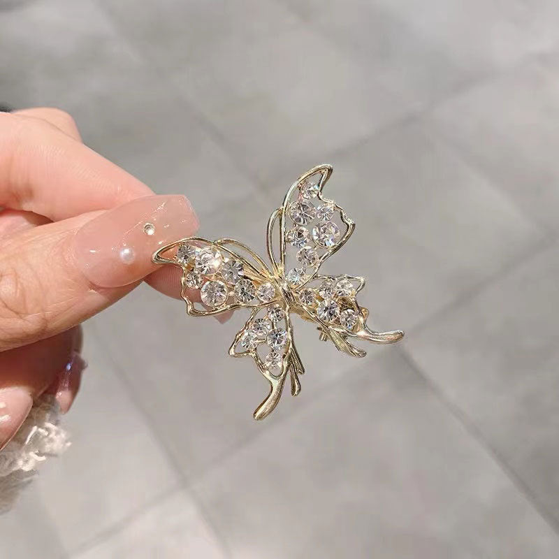 Fashion Rhinestone Butterfly Duck Bill Hairpin