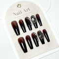 Hand-worn Nail Time Ashes Maillard Gradient Black Manicure