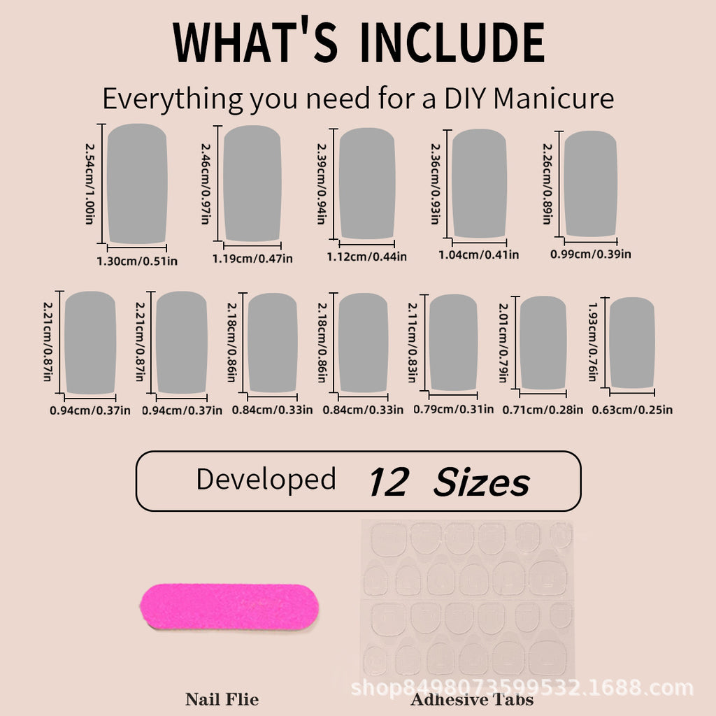 Popular Ready-made Rectangular French-style Wearable Nail Art