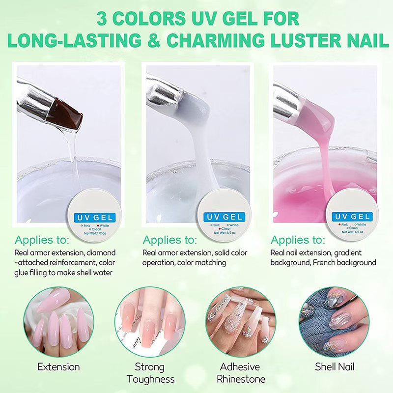 JaaeRed Beginner Nail Art Tool Set With Crystal Liquid Gel Polish