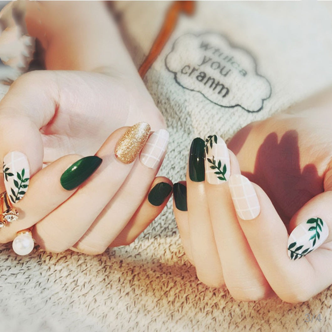 Green Leaf Nail Sticker Cactus Green Polka Dot Leopard Nail Sticker