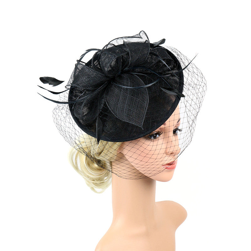 Linen Hat Feather Headdress Bridal Photography Photo Accessories