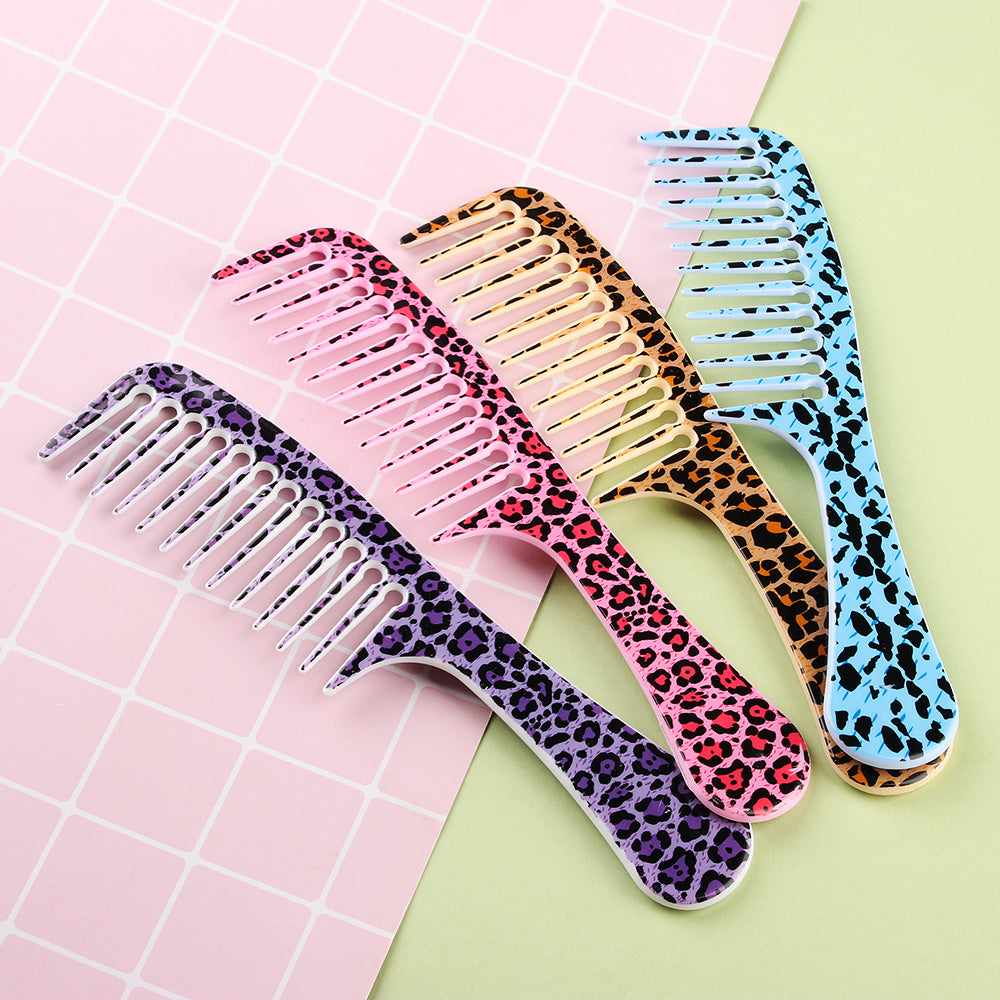 Fashionable Plastic Leopard Print Large Tooth Comb