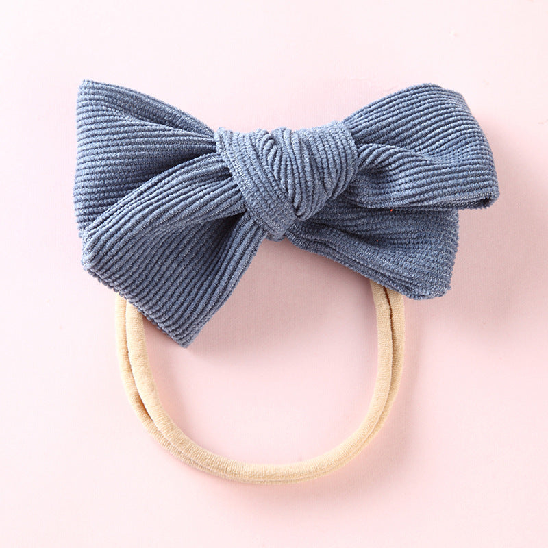 Elastic Nylon Hair Rope 17 Colors Corduroy Bow Baby Hair Tie