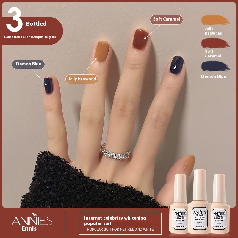 Annies Ennis Women's Three-color New Ice Jelly Nude Color Gel Nail Polish Suit