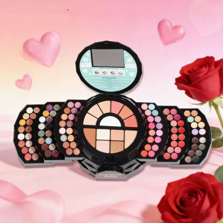 Issyettnns Makeup Palette Featuring Shimmering Eyeshadows Contouring Products Lipsticks And Matte Blush