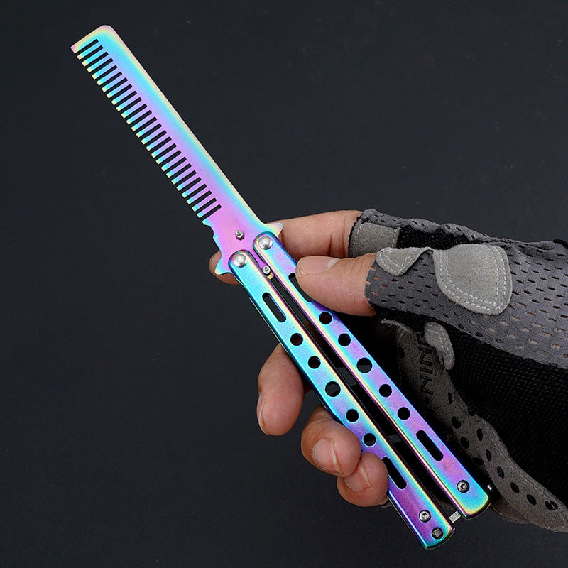 Uncut Butterfly Training Comb Stainless Steel Shake Hand Comb