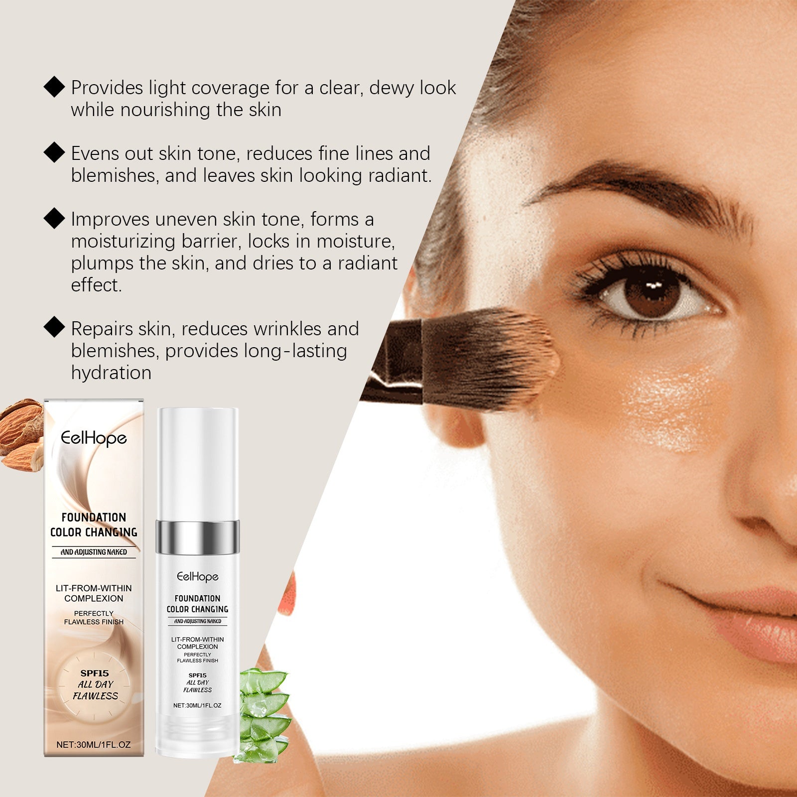 Temperature Change Concealing Foundation Natural Moisturizing