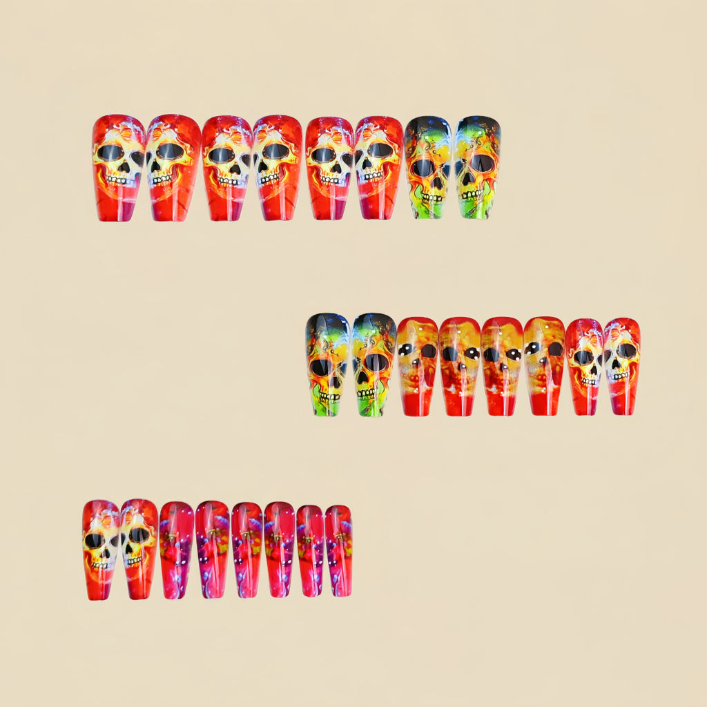 Halloween Multicolor Gradient Skull Pattern Nail Stickers